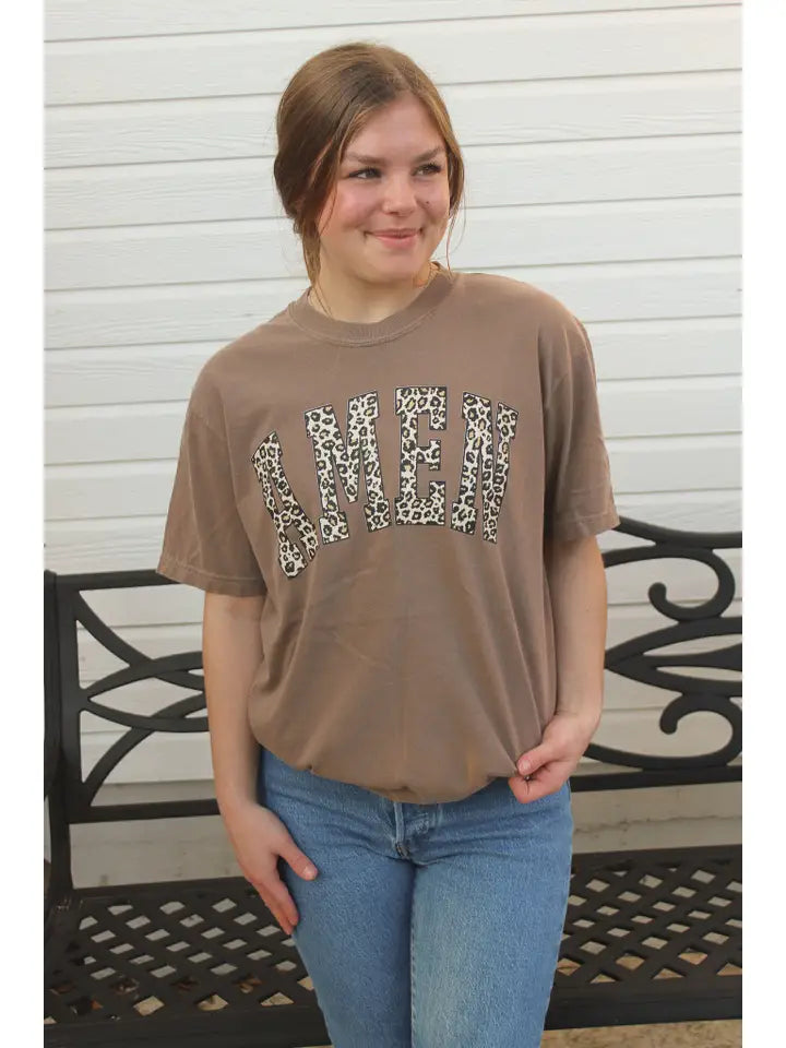 Leopard Amen Tee