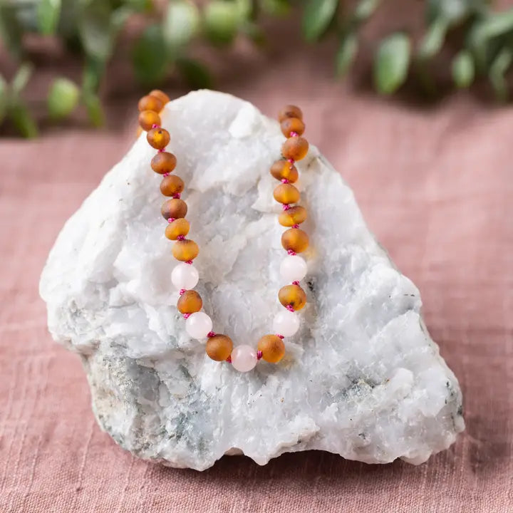Rose Quartz Amber Necklace