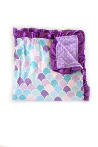 Purple Mermaid Scale Minky Blanket