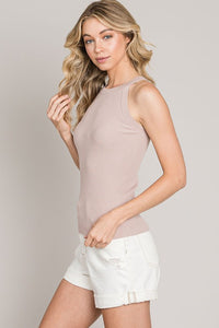 Taupe High Neck Tank