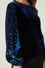 Load image into Gallery viewer, Alana Sequin Sleeve Velvet Top
