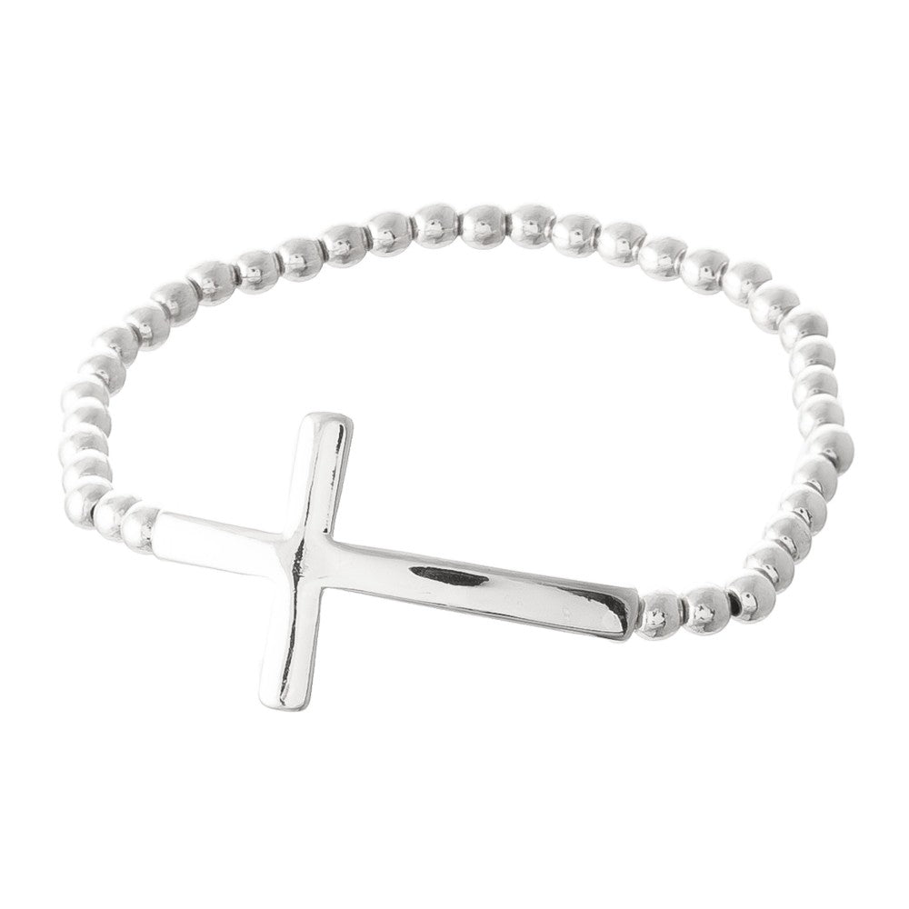 Silver Stretch Cross Bracelet