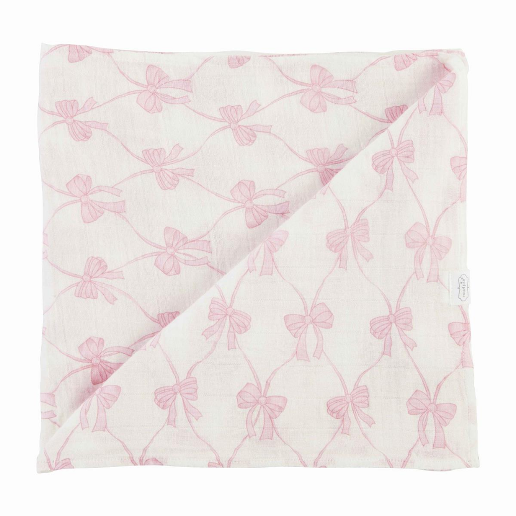 Pink Bow Muslin Blanket