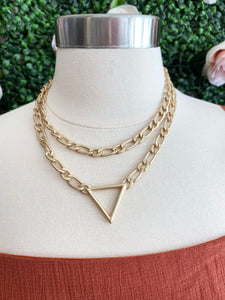 Double Chain Triangle Necklace
