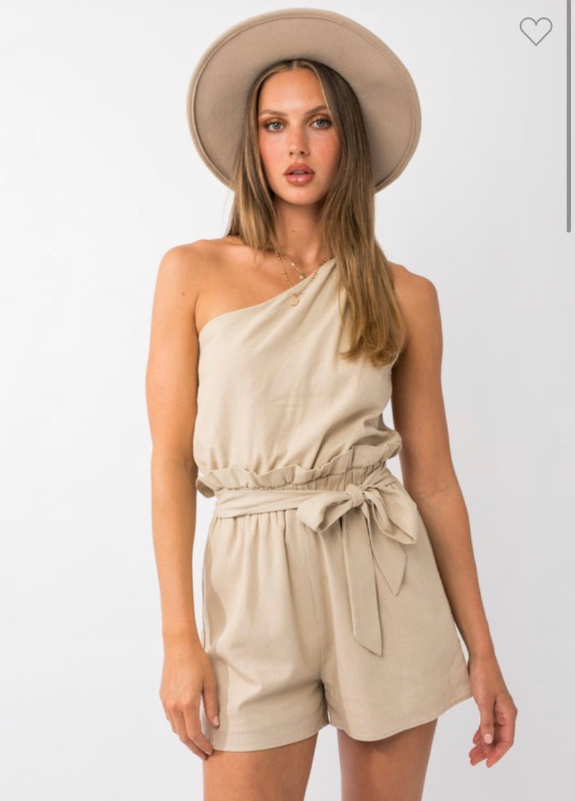 Single Shoulder Paper Bag Romper