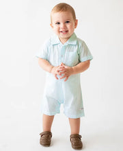 Load image into Gallery viewer, Light Aqua Gingham Romper
