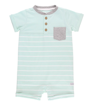 Load image into Gallery viewer, Aqua Henley Romper
