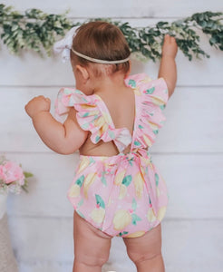 Pink Lemonade Ruffle Back Romper