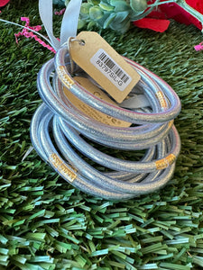 Silver Glitter Tube Bracelets