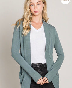 Curvy Casual Classic Cardigan-Spruce