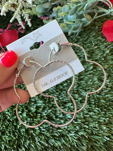 Silver Etched Clover Hoop