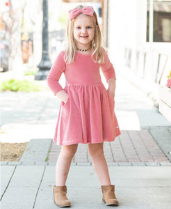 Rose Velour Twirl Dress